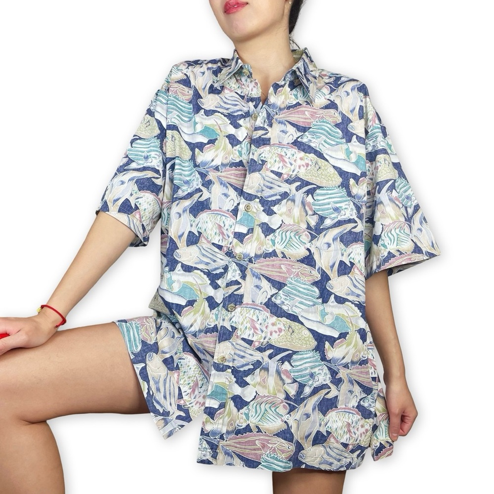 Cooke Street Honolulu Mystical Funky Whimsical Novelty Fish Print Shirt …